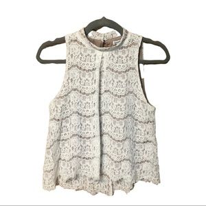 🎉HOST PICK🎉𝓁ℴ𝓋ℯ, 𝒻𝒾𝓇ℯ | IVORY LACE SLEEVELESS TOP SZ S